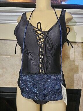 NWT. Preston & York Navy Blue Iridescent Beaded Evening Bag